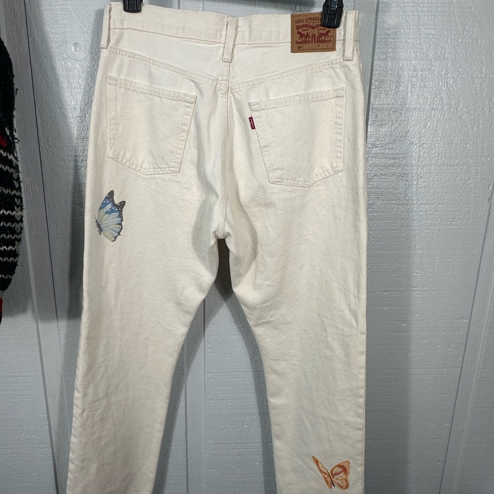 Levi’s Women’s White 501 Butterfly Jeans Size 30 x 28 EUC - Picture 8 of 12